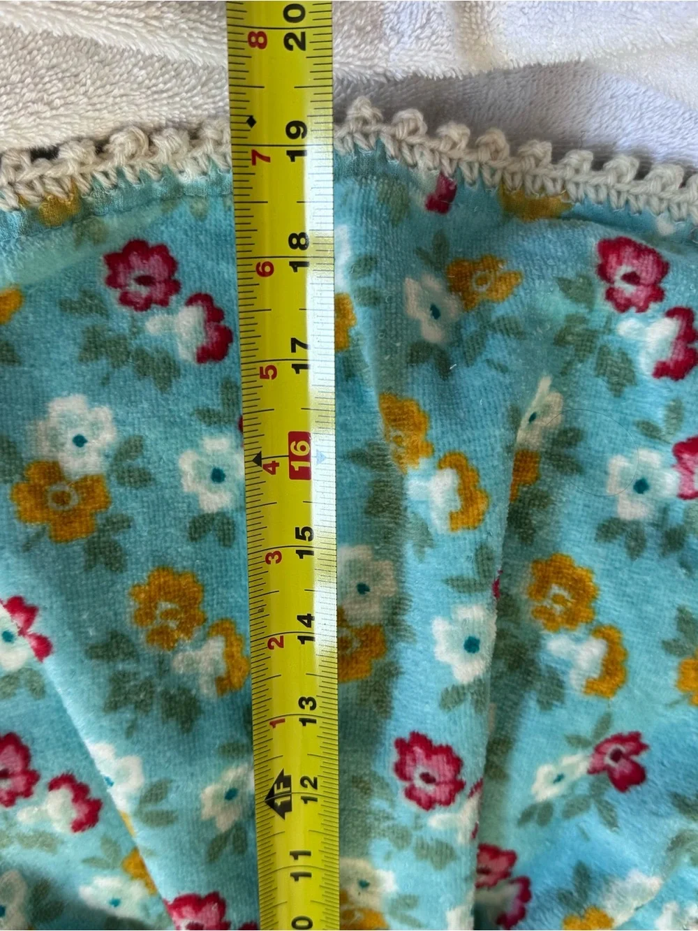 Handmade Pioneer Woman Turquoise Floral Crochet Hanging Kitchen Towel